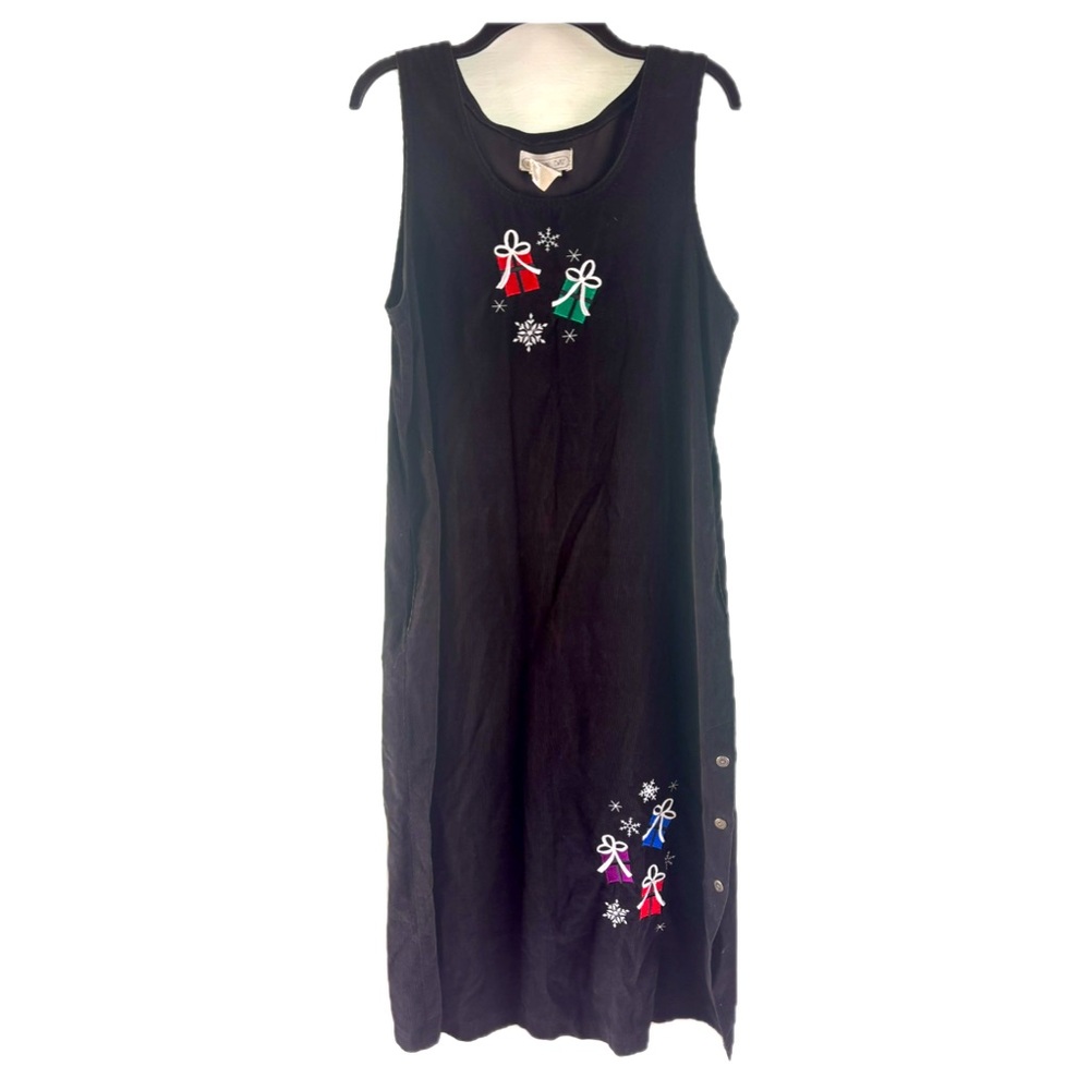 Mandal Bay Black Christmas Corduroy Maxi Dress | Size M